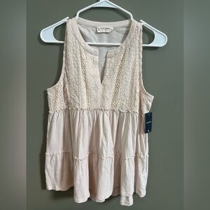 Lucky Brand Cream Tiered Sleeveless Tank Top XS New